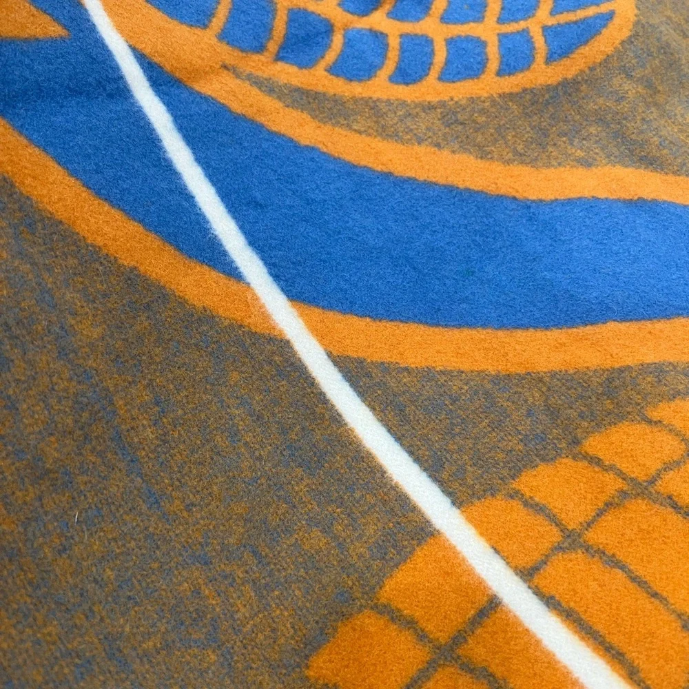 Cozy Wool Throw Blanket | NEW Orange & Blue | South Africa | Size 61”x65”